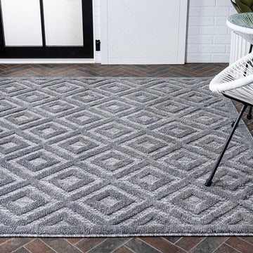 Portmany Neutral Diamond Trellis Indoor/outdoor Area Rug